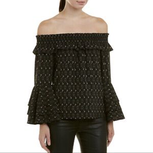 Misa off the shoulder ruffle sleeve blouse